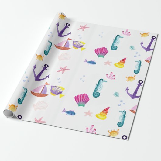 Papier Cadeau Aquarelle côtière (Déroulé)