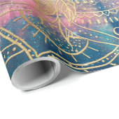 Papier Cadeau Aquarelle couleur Mandala or élégant Nebula (Coin rond)