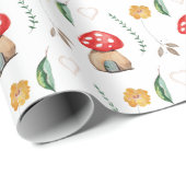 Papier Cadeau Aquarelle Couleur mignonne Champignons rouges Illu (Coin rond)