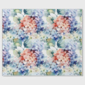 Papier Cadeau Aquarelle Couleur mixte Fleurs d'hydrangée (Plat)