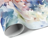 Papier Cadeau Aquarelle Couleur mixte Fleurs d'hydrangée (Coin rond)