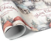 Papier Cadeau Aquarelle Crânes à Santa Hats Noël gothique (Coin rond)