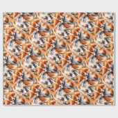 Papier Cadeau Aquarelle Cute Foxes Renard Animal Faune Nature (Plat)