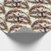 Papier Cadeau Aquarelle Cute Hérisson Animal Nature (Coin)
