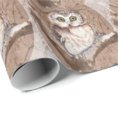 Papier Cadeau Aquarelle Cute Little Owen in Tree Bird Design (Coin rond)