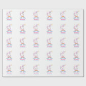 Papier Cadeau Aquarelle Cute personnalisée Rainbow Unicorn (Plat)