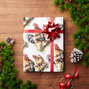 Papier Cadeau Aquarelle Cute Poulets Oiseau Animal Nature Art