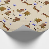 Papier Cadeau Aquarelle Dachshund & Chig Bones (Coin)