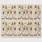 Papier Cadeau Aquarelle Dachshund & Chig Bones (Plat)