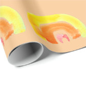 Papier Cadeau Aquarelle d'amour arc-en-ciel orange (Coin rond)