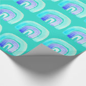 Papier Cadeau Aquarelle d'amour bleu arc-en-ciel (Coin)