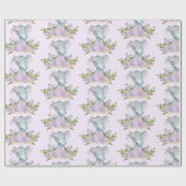 Papier Cadeau Aquarelle de bébé pourpre Eléphant Jungle florale (Plat)