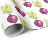 Papier Cadeau Aquarelle de betterave mignonne violet Vegan (Coin rond)