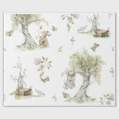 Papier Cadeau Aquarelle de bois Papier d'enveloppement pour enfa (Plat)