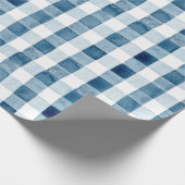 Papier Cadeau Aquarelle de Buffalo Plaid - Indigo bleu (Coin)