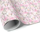 Papier Cadeau Aquarelle de caniche rose (Coin rond)