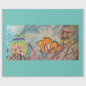 Papier Cadeau Aquarelle de chat Scuba (Plat)