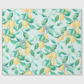 Papier Cadeau Aquarelle de citron bleu motif (Plat)