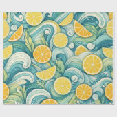Papier Cadeau Aquarelle de citron Citrus été printemps Botanique (Plat)