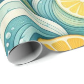 Papier Cadeau Aquarelle de citron Citrus été printemps Botanique (Coin rond)