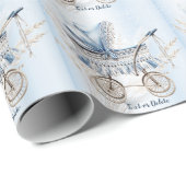 Papier Cadeau Aquarelle de fête Cute classique poussette de bébé (Coin rond)