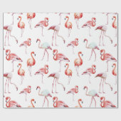 Papier Cadeau Aquarelle de Flamant rose rose tropical (Plat)