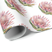 Papier Cadeau Aquarelle de fleur de protée sucrebuisson plante a (Coin rond)