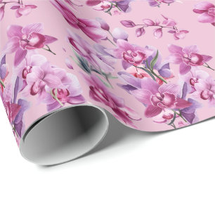 Papier Cadeau Aquarelle de fleur d'orchidée pourpre