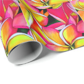 Papier Cadeau Aquarelle de fleur frangipani tropicale art abstra (Coin rond)