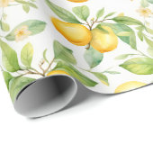 Papier Cadeau Aquarelle de fleurs de citron (Coin rond)