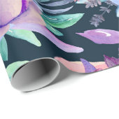 Papier Cadeau Aquarelle de fleurs de saumons. Modèle floral pour (Coin rond)