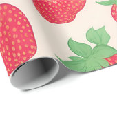 Papier Cadeau Aquarelle de fraise Motif coloré (Coin rond)