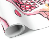 Papier Cadeau Aquarelle de grenade et motif d'encre (Coin rond)