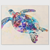 Papier Cadeau Aquarelle de la tortue de mer d'Hawaï (Plat)