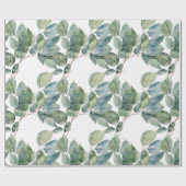 Papier Cadeau Aquarelle de l'eucalyptus délicat vert feuille dou (Plat)