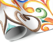 Papier Cadeau Aquarelle de majolica (Coin rond)