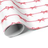 Papier Cadeau Aquarelle de Noël Bows rouges et rubans horizontau (Coin rond)