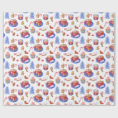 Papier Cadeau Aquarelle de Noël Chocolat chaud et sucré (Plat)