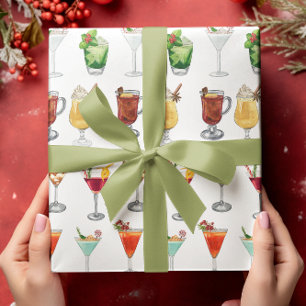 Papier Cadeau Aquarelle de Noël de la fête du cocktail