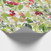 Papier Cadeau Aquarelle de Noël Festive Foliage Holly Berry (Coin)