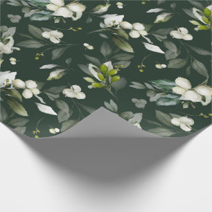 Papier Cadeau Aquarelle de Noël Festive Foliage Holly Berry