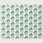 Papier Cadeau Aquarelle de Noël Holly (Plat)