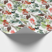 Papier Cadeau Aquarelle de Noël Holly Berries (Coin)