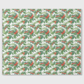 Papier Cadeau Aquarelle de Noël Mistletoe Holly Berry Holiday (Plat)