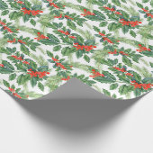 Papier Cadeau Aquarelle de Noël Mistletoe Holly Berry Holiday (Coin)