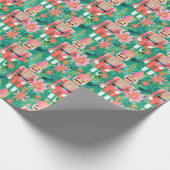 Papier Cadeau Aquarelle de Noël Pink Green Nutcracker (Coin)