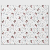 Papier Cadeau Aquarelle de Noël Red Winter Berries (Plat)