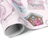 Papier Cadeau Aquarelle de Noël rose mignonne (Coin rond)