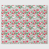 Papier Cadeau Aquarelle De Noël Rouge Et Vert (Plat)