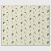 Papier Cadeau Aquarelle de Noël vert botanique (Plat)